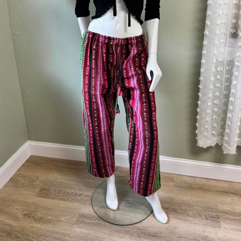 Boho Striped Drawstring Pants – Unisex Festival Hippie‎ Y2K Ethnic Style